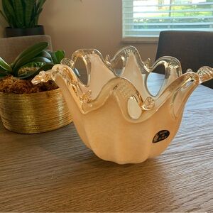 Murano Italy I Gold and Cream Glass Bowl